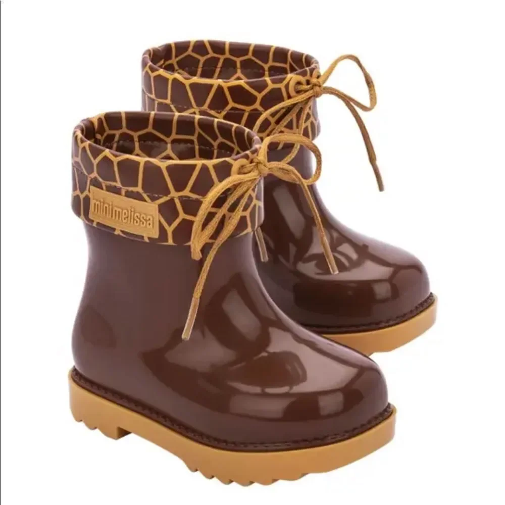 NIB Mini Melissa Yellow/Brown Rainboots II Toddler girl size 5